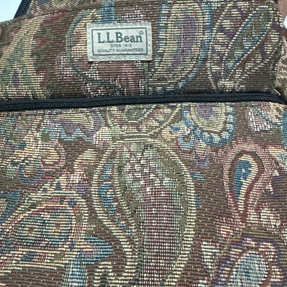 VTG LL Bean America's Paisley Tapestry Multi Pocket Drink Holder Sling Bag Purse